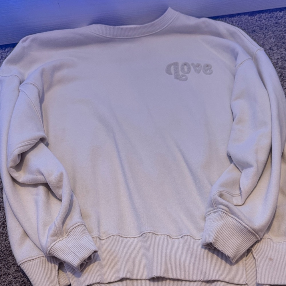 Aerie Cream Sweater with Love Detail (small stain barley noticeable)